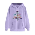 thumbnail image 3 of Fartey Womens Graphic Hoodies Loose Fit Long Sleeve Drop Shoulder Pullover Sweatshirt Casual Drawstring Hooded Sweatshirts with Pockets Purple 2XL, 3 of 6