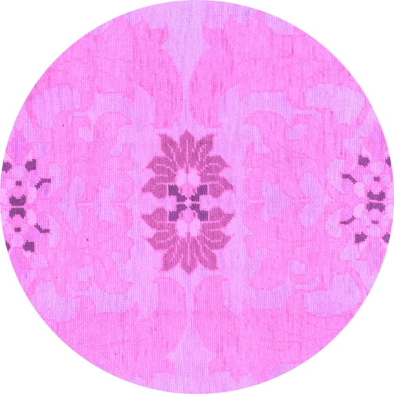 Ahgly Company Indoor Round Abstract Purple Modern Area Rugs, 6' Round