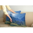 thumbnail image 2 of Ambesonne Forest Throw Pillow Cover 2 Pack, Mountain Village Ukraine, 24", Green Blue, 2 of 5