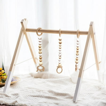 Baby Wooden Play Stand Nursery Fun Hanging Toys Mobile Wood Rack Activity