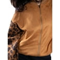 thumbnail image 4 of Jess by Meiko Women's Jackets Leopard Long Sleeves Zip Up Bomber Jacket S Brown, 4 of 7