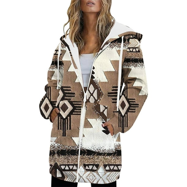 Abrigo informal de manga larga con capucha y chaquetas para mujer, abrigo holgado con estampado informal de manga larga con capucha y abrigo informal para mujer