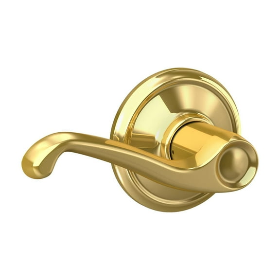 Schlage F10 FLA 605 Flair Door Lever, Hall & Closet Passage Lock, Bright Brass C63