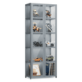 thumbnail image 3 of MoNiBloom Modern 63" 5-Tier Transparent Display Cabinet with Acrylic Double Door, Curio Cabinet Collection Display Case, Floor Standing Showcase Bookshelf for Living Room Bedroom Home Office, Gray, 3 of 10
