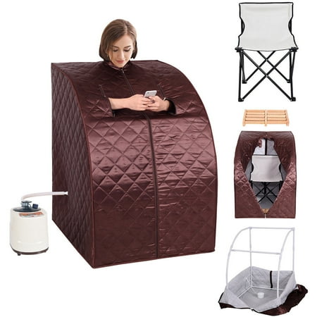 Costway Portable 2l Steam Sauna Spa Full Body Slimming Loss Weight Detox Therapy W Chair