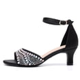 thumbnail image 2 of kkdom Womens Low Heels Open Toe Rhinestone Dress Heeled Sandals Ankle Strap Chunky Block Short Heel Pumps Shoes for Prom Wedding Party Office, 2 of 6