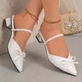 thumbnail image 5 of Samdudou Dress Shoes for Women Elegant Closed Pointed Toe Low Block Heel Slip On Mules Delicate Bow Accent Elastic Ankle Strap Office Work Pumps Evening Party Footwear, 5 of 9
