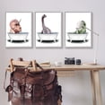thumbnail image 2 of Stupell Fun Dinosaurs Bathroom Tubs Animals & Insects Painting Gray Framed Art Print Wall Art, Set of 3, 2 of 8