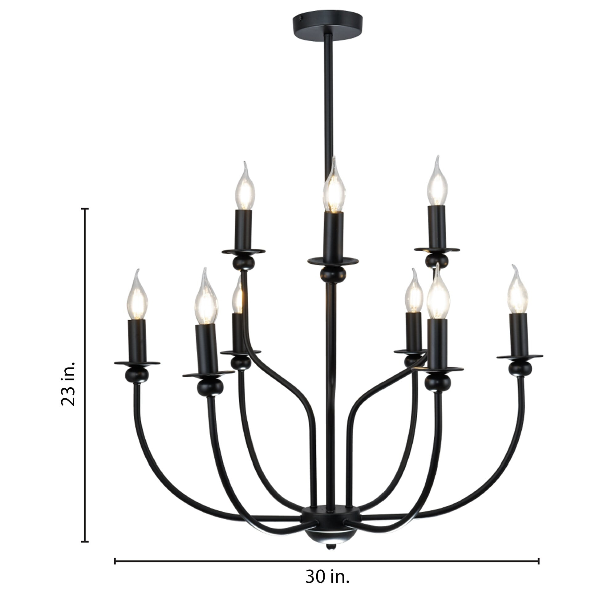 Ayada 6 in. 9-Light Indoor Matte Black Finish Chandelier with Light Kit