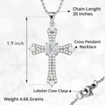 thumbnail image 6 of Cubic Zirconia Cross Necklace for Women - Stainless Steel Cz Pendant Faith Religious Jewelry - Platinum Plated Cross Chain Size 20 Inches Christian Gifts, 6 of 9