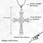 Cubic Zirconia Cross Necklace Steel Cz Cross Chain Size 20