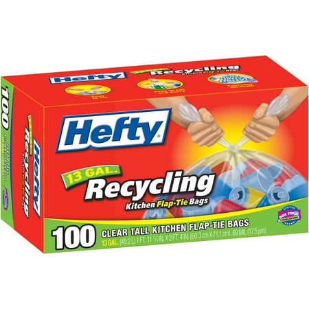Hefty Recycling Clear Tall Kitchen Flap Tie Trash Bags 13 Gal 100 Hefty Recycling Clear Tall Kitchen Flap Tie Trash Bags 13 Gal 100 Count