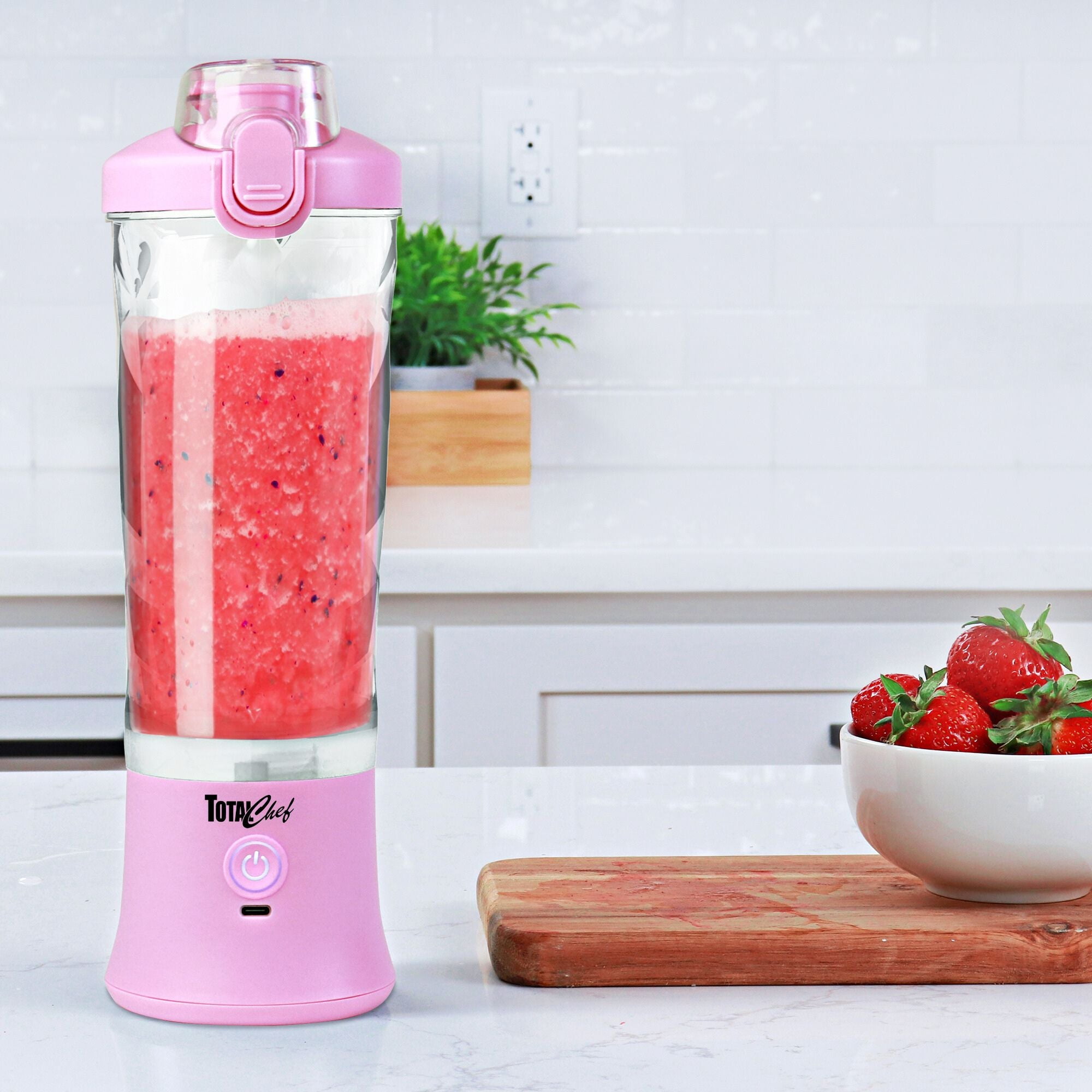 Total Chef Cordless Portable Blender 20 oz, USB Rechargeable, Lilac
