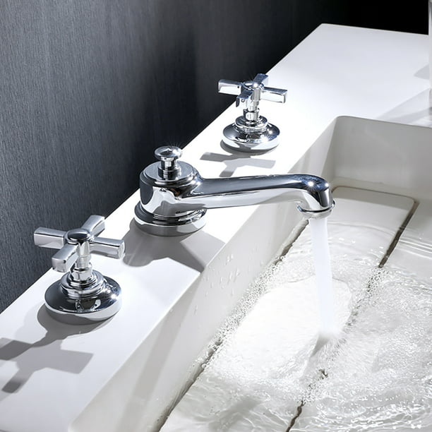 hommoo widespread 2 handle bathroom sink faucet 3 holes sink faucet lavatory faucet with double cross handles