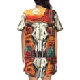 thumbnail image 6 of Fuzoiu Western Desert Cactus Ram Skull Print Women's Short-Sleeved Pajama Set,Lounge Sleepwear Set,Womens Pajama Sets 2 Piece,Button-Up Top and Shorts with Pockets-4X-Large, 6 of 7