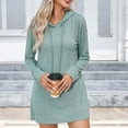 thumbnail image 3 of Guluxicc Casual Dresses for Women Long Sleeve Hooded Dresses Trendy Tunic Dress, Green, L, 3 of 5