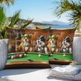thumbnail image 4 of Animal Playing Billiards Outdoor Pillow Covers Pack of 2 Abstract Dog Board Games Waterproof Throw Pillow Covers Decorative Cushion Cases for Patio Garden Tent Balcony Couch 16x16 inch, 4 of 8