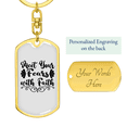 thumbnail image 3 of Fears With Faith Stainless Steel or 18k Gold Premium Swivel Dog Tag Keychain, 3 of 10