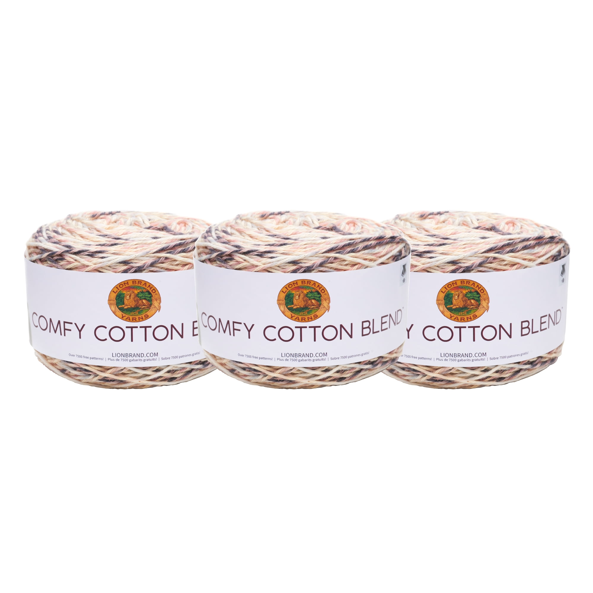 Lion Brand Yarn Comfy Cotton Blend Chai Latte Varigated Light Cotton