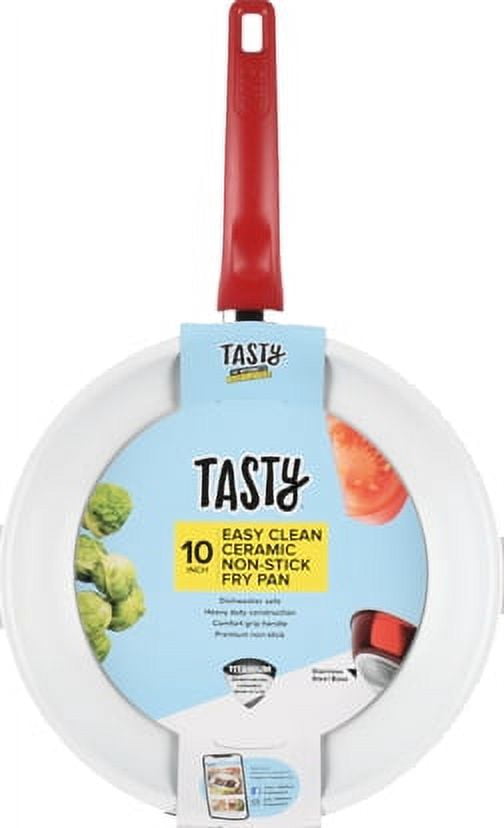 Tasty 10" Ceramic Non-Stick Dishwasher Safe Fry Pan, Titanium Reinforced, Red