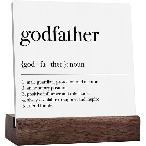 Godfather Definition Decorative Christian Godfather Gift Inspirational Rustic Office Desk Accessories Baptism Home Shelf Table Cubicle Decor Godfather Proposal Gifts Ceramic Plaque With Wooden Stand