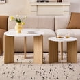 thumbnail image 7 of Set of 2 Round Nesting Coffee Tables, [Interchangeable Height] φ27.6 + φ19.7, Mid Century Modern Circle Side Table for Bedroom, Living Room, Office Studio, Apartment, White, 7 of 7