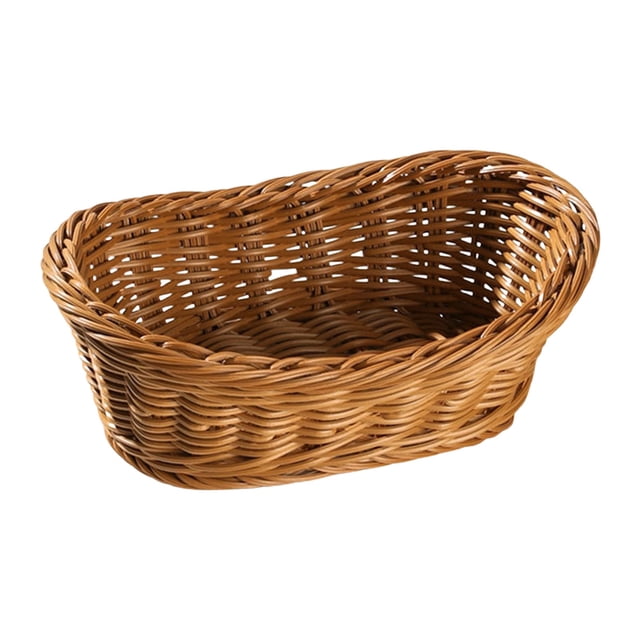 Small Rattan Basket Handwoven Serving Tray Storage Blasket Decorative Tray for Home Decor, 9.84"x5.91"x3.14"