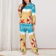 thumbnail image 2 of Fotbe Hello Summer1 Conjunto de Pijama de Manga Larga para Mujer con Estampado, Ropa de Dormir de 2 Piezas, Conjunto de Casa Suave y Cómodo con Bolsillos-X-Large, 2 of 7