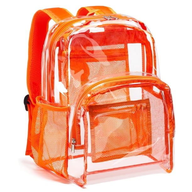 Mochila Vorspack de PVC transparente, resistente, naranja