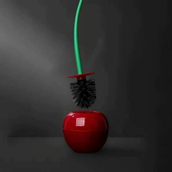 Toilet brush Catalpa flower Toilet brush Wine Red Cherry shape Toilet brush holder set plastic