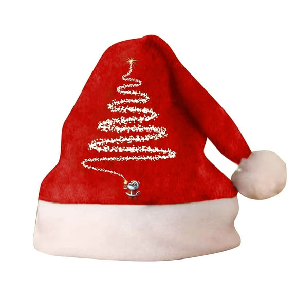 CYSFASHION Santa Hat Christmas Gifts For Teens Unisex Holiday Festive Women And Men Vlvet Xmas Classic Party Decor Brick Red