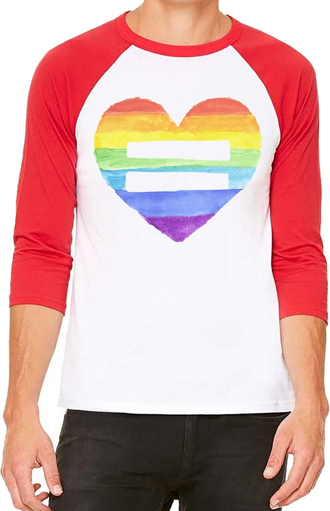 New Men's Rainbow Foil LGBT Gay Pride Camo Baseball Raglan T Shirt Lesbian Equal