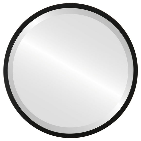 London Framed Round Mirror - Matte Black - 31" x 31"