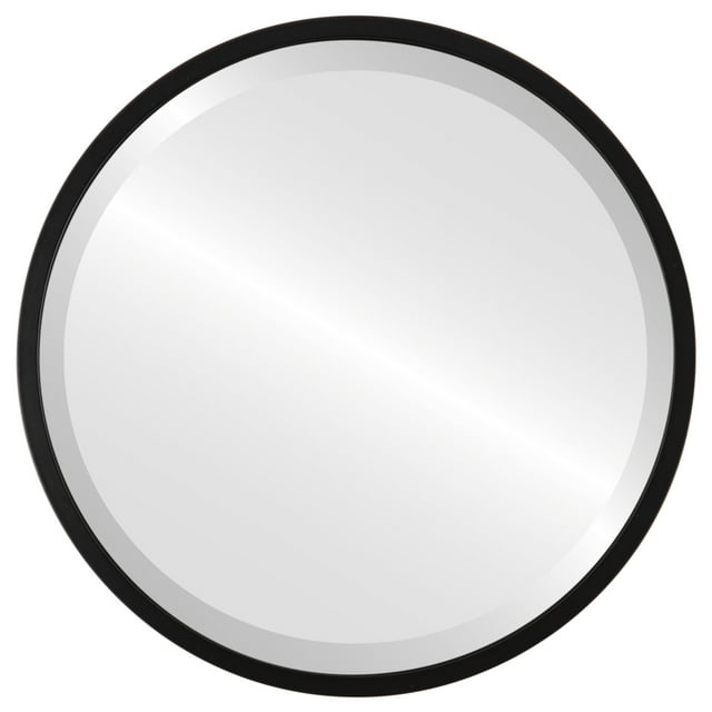 London Framed Round Mirror - Matte Black - 19" x 19"