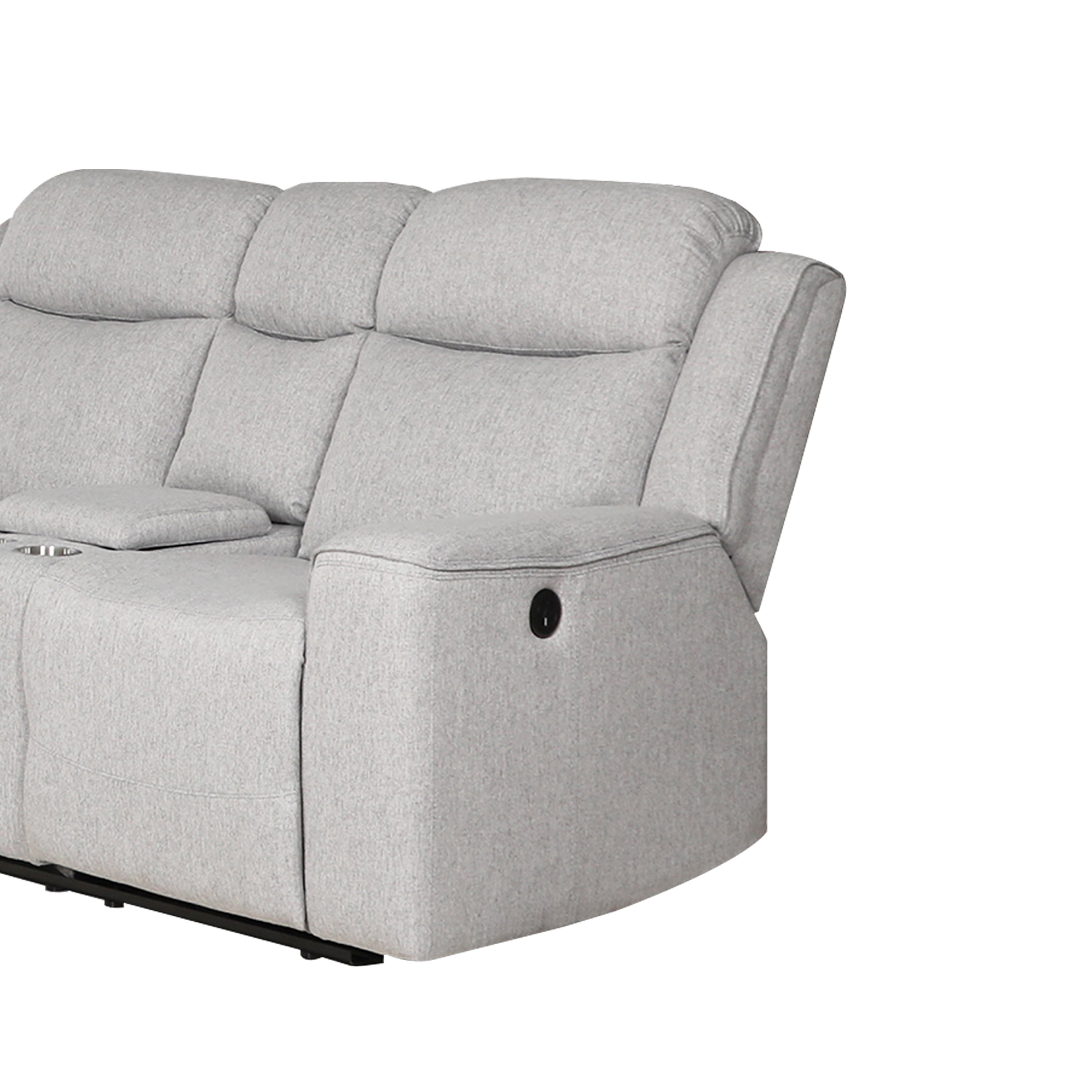 Amelia Collection Contemporary Upholstered Recliner Loveseat with Storage Console and Cup Holders, White