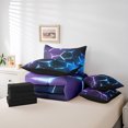 thumbnail image 4 of Erosebridal Teens Geometry Bedding Sets Queen Size, Futuristic Abstract Comforter Sets with Sheets, Square Striped Decor, Reversible, 4 of 5
