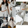 thumbnail image 4 of SCACTO Women's Long Sleeve 2-Piece Sports Suit, High Waisted Flared Pants Leisure Streetwear, 4 of 5