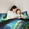 thumbnail image 5 of Castle Fairy Football Print 3 Pieces Queen Comforter Set for Boys Girls,Sport Ball Gamer Ultra Soft Bedding Sets,Abstract Green Graffiti Splash Bedding Comforter Set Breathable, 5 of 8