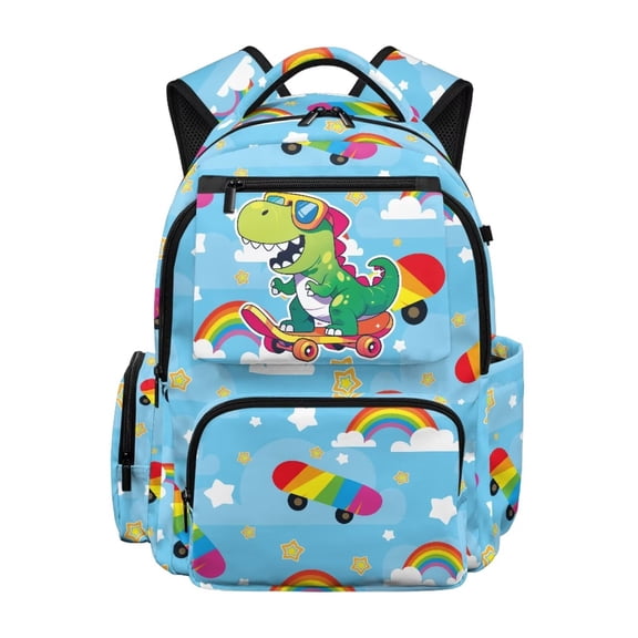 Aplkyhs Backpack for Students Age 6-18 Sweet Style School Bag with Padded Straps Large Capacity Lightweight Bookbag for School & Daily Use Rainbow Cartoon Dinosaur
