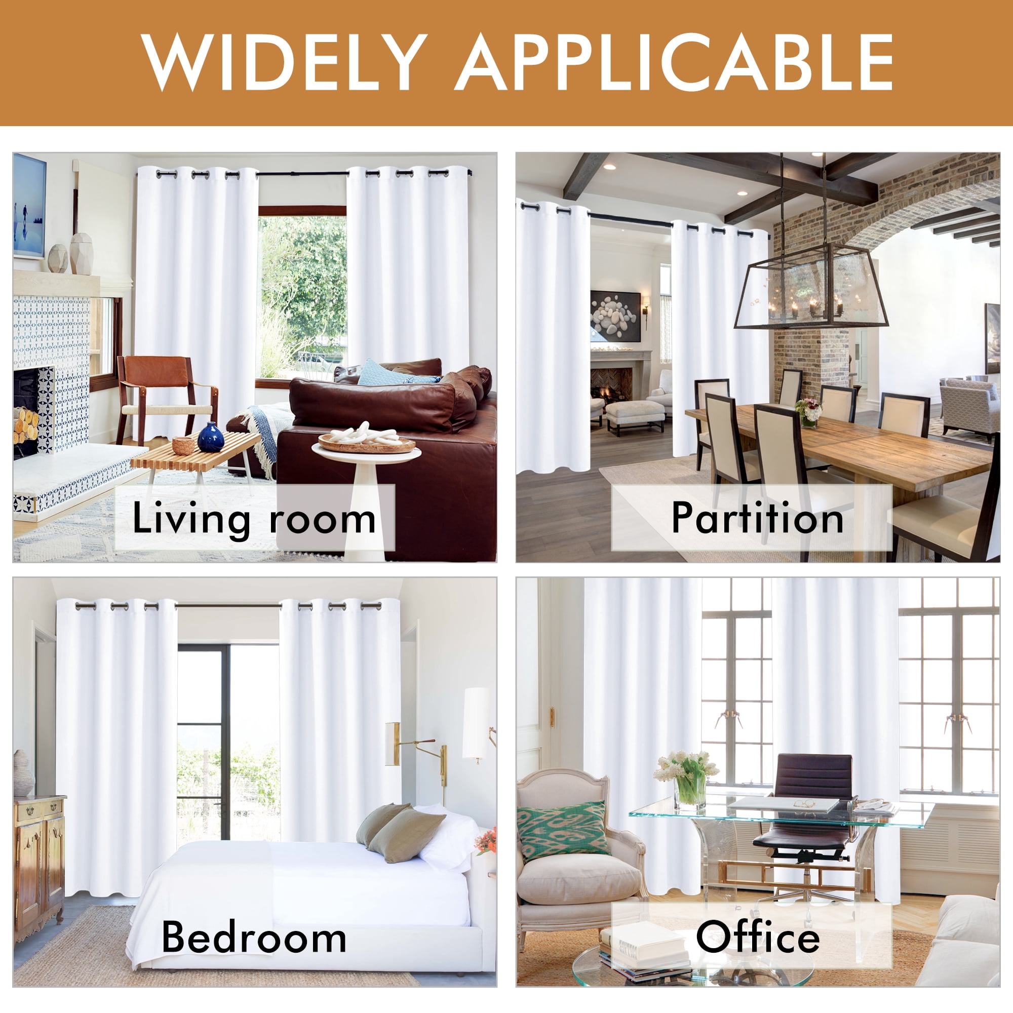 XWZO Total Blackout White Curtains 84 Inches 2 Panels Set for Bedroom, Grommet Thermal Insulated Room Darkening Curtain Drapes for Glass Door,Noise Reducing Curtains for Window,52"W x 84"L