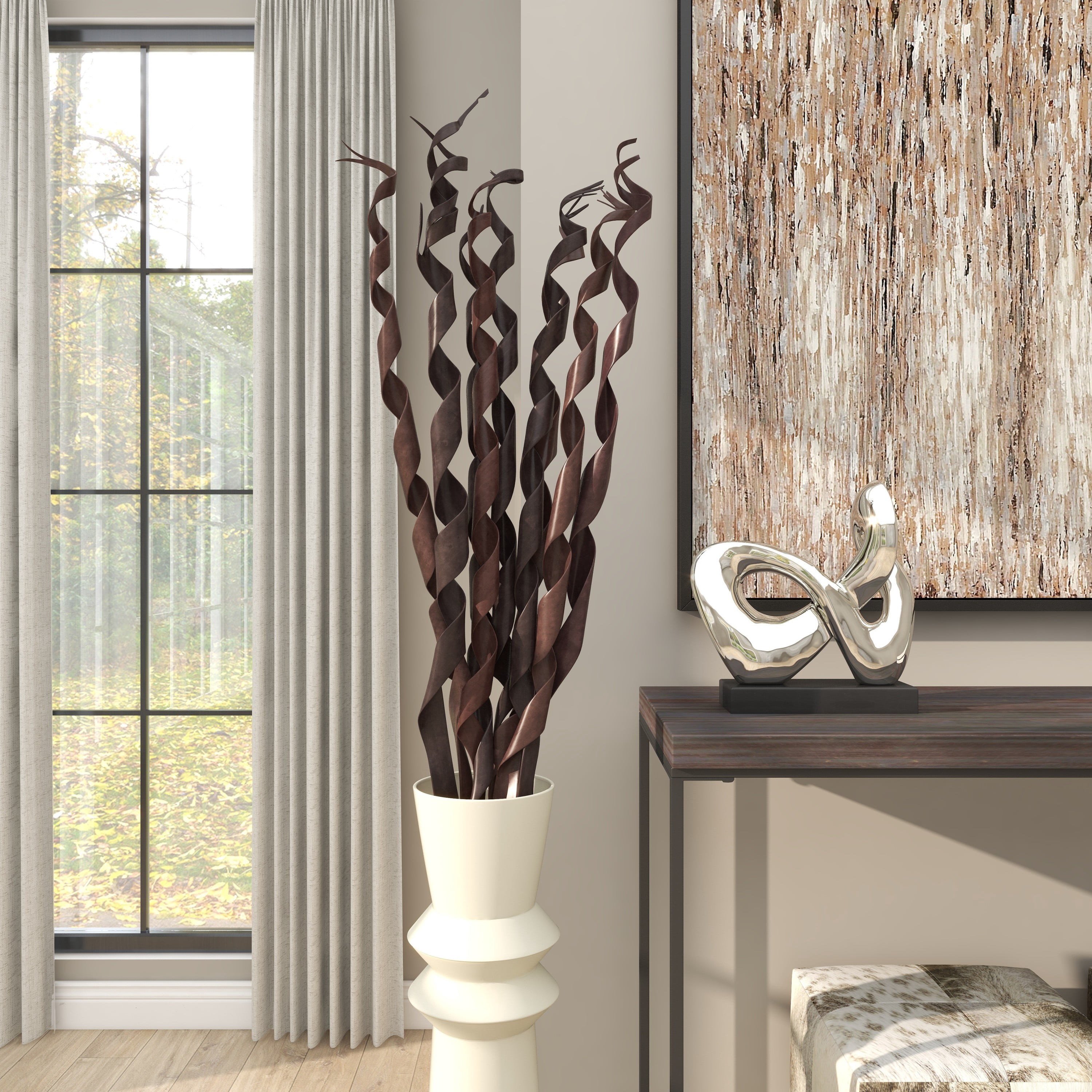 45" Tall Rolled Palm Leaf Natural Foliage Palm Leaf Bouquet, by DecMode