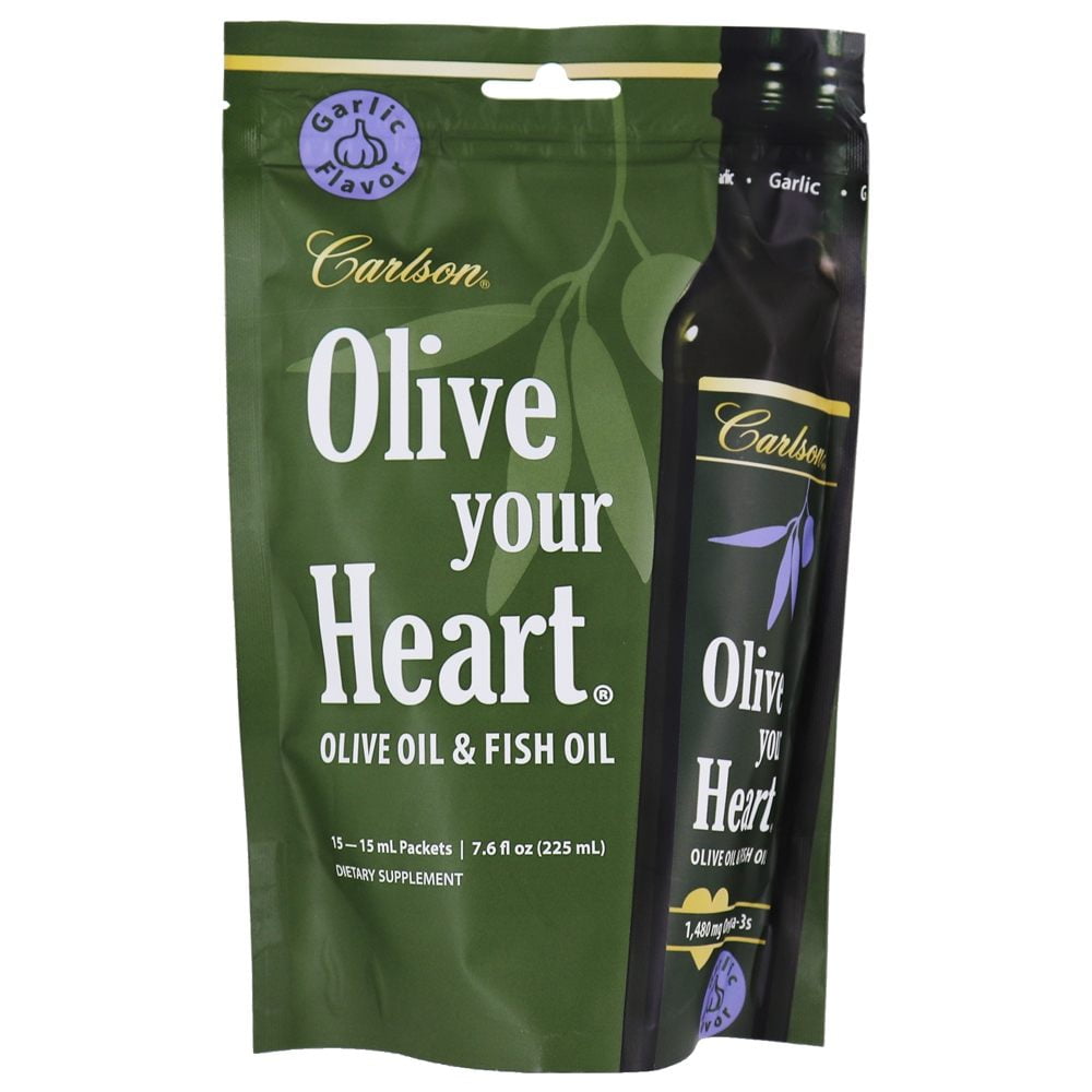 Carlson Labs Olive Your Heart Olive Oil & Fish Oil Packets Garlic