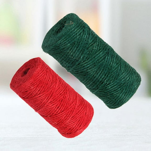 GOOHOCHY 2Pcs Colored Jute Twine for Crafts and Wrapping Cotton Rope 50m Red 100m Dark Green