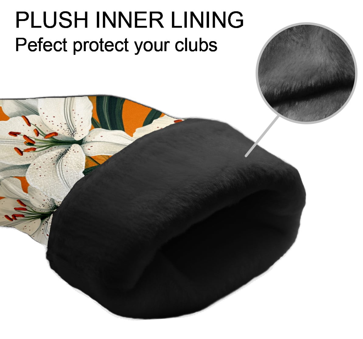Golf Club Covers PU Leather Waterproof Head Covers for Fairway Woods Hybrids Lily Flowers
