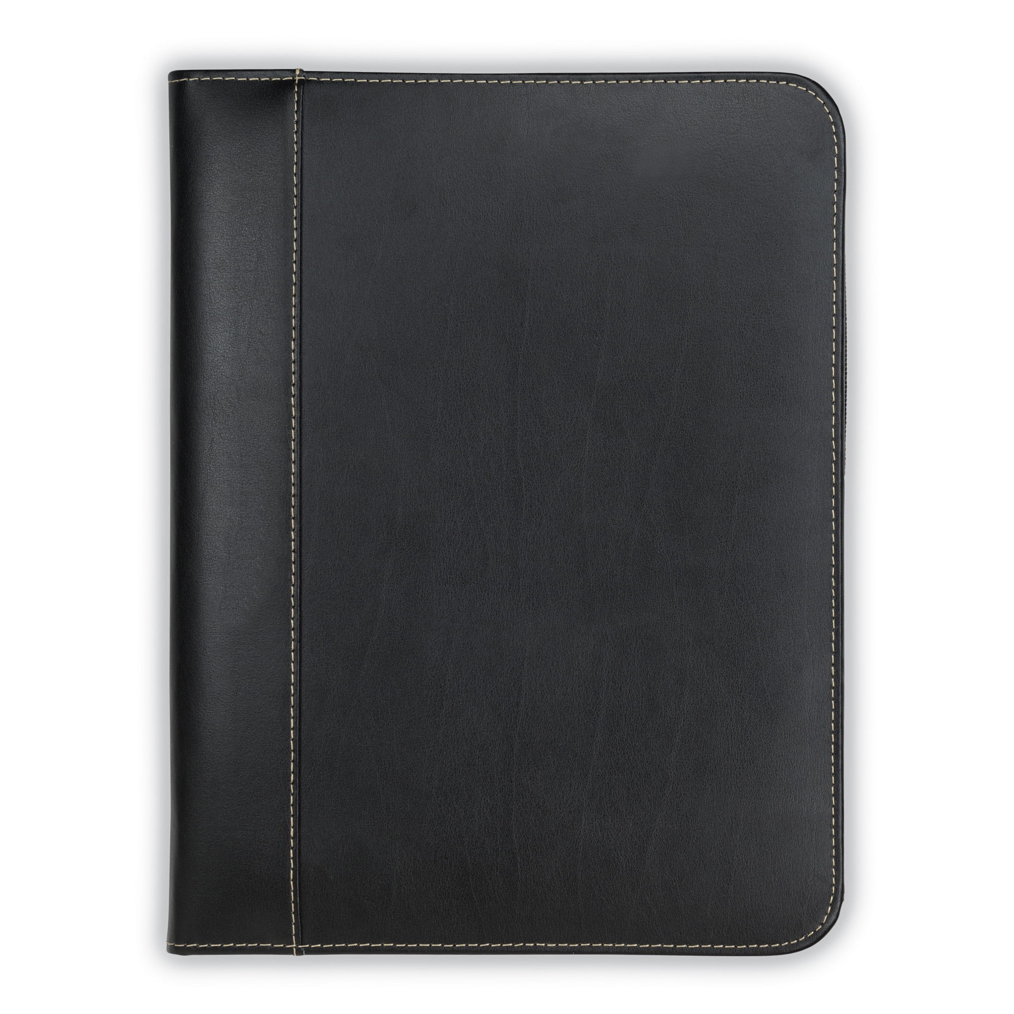 Samsill Contrast Stitch Leather Zipper Padfolio, 8.5