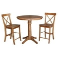 thumbnail image 5 of 36" Solid Wood Round Pedestal Table in Distressed Oak with 2 X-Back Stools, 5 of 5