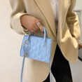 thumbnail image 2 of Sywqhk Bolso Bandolera De Cuero Con Estampado De Celosía Retro Para Mujer (Azul) Sywqhk Para estrenar, 2 of 9