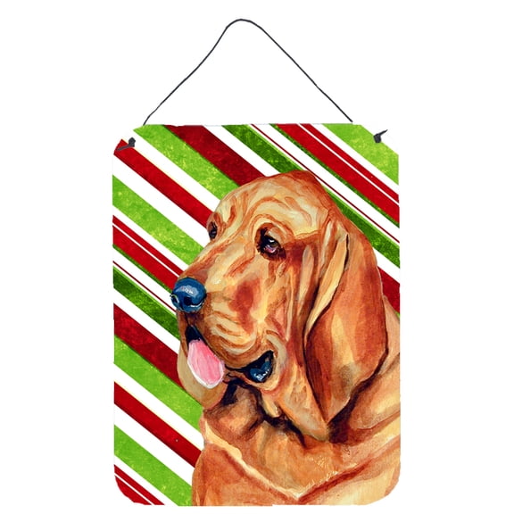 Bloodhound Candy Cane Holiday Christmas Wall or Door Hanging Prints