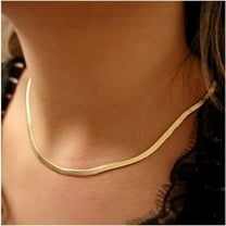 Gold ,Snake Chain Necklace, Herringbone Chain Necklace, Flat Snake Chain Choker Silver, Gold