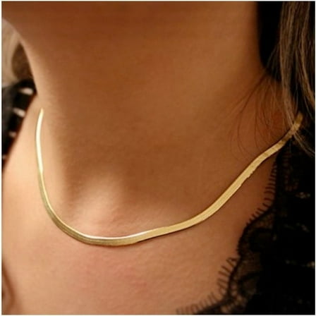 Gold ,Snake Chain Necklace, Herringbone Chain Necklace, Flat Snake Chain Choker Silver, Gold